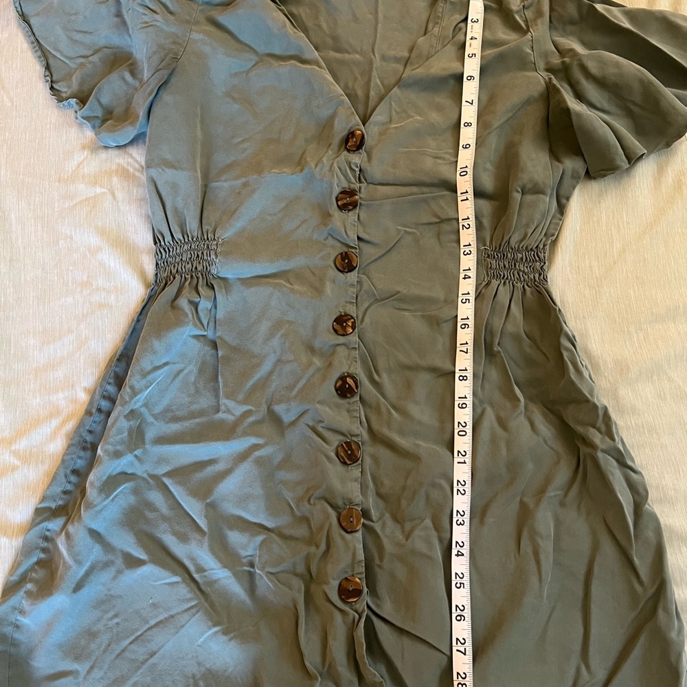 Zara Lyocell Sage Button-Front Midi Dress - Picture 2 of 8
